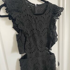 Black Eyelet Ruffle Jumpsuit
